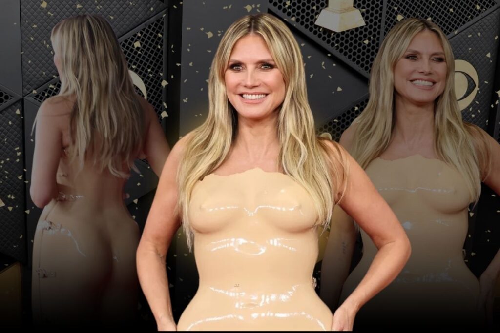 Heidi Klum skin‑tight latex dress